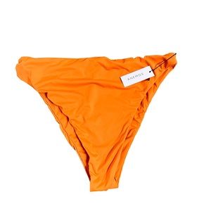 New Anemos Swim The Draped Asymmetric Midi Bikini Bottoms in‎ Vintage Orange